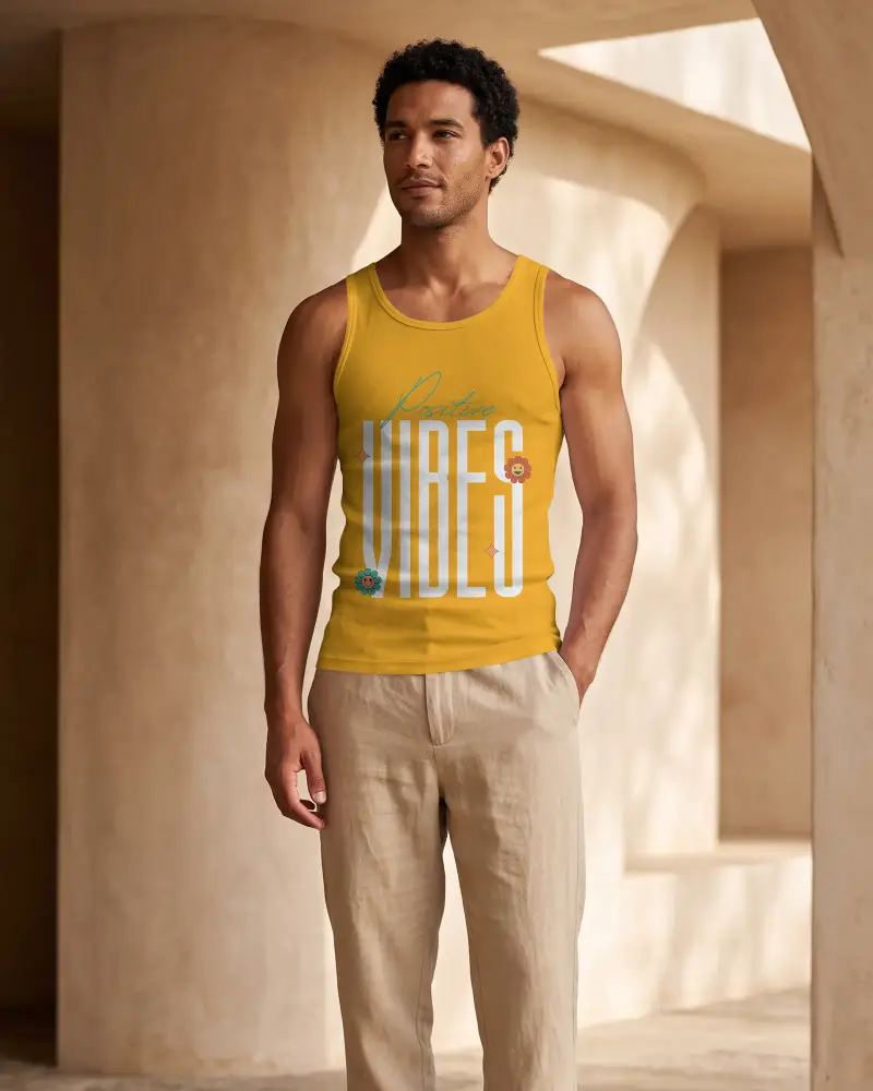 Breathable Comfortable Mens Tank Top Mockup For Summer Casual Wear And Fitness Outdoor Activity