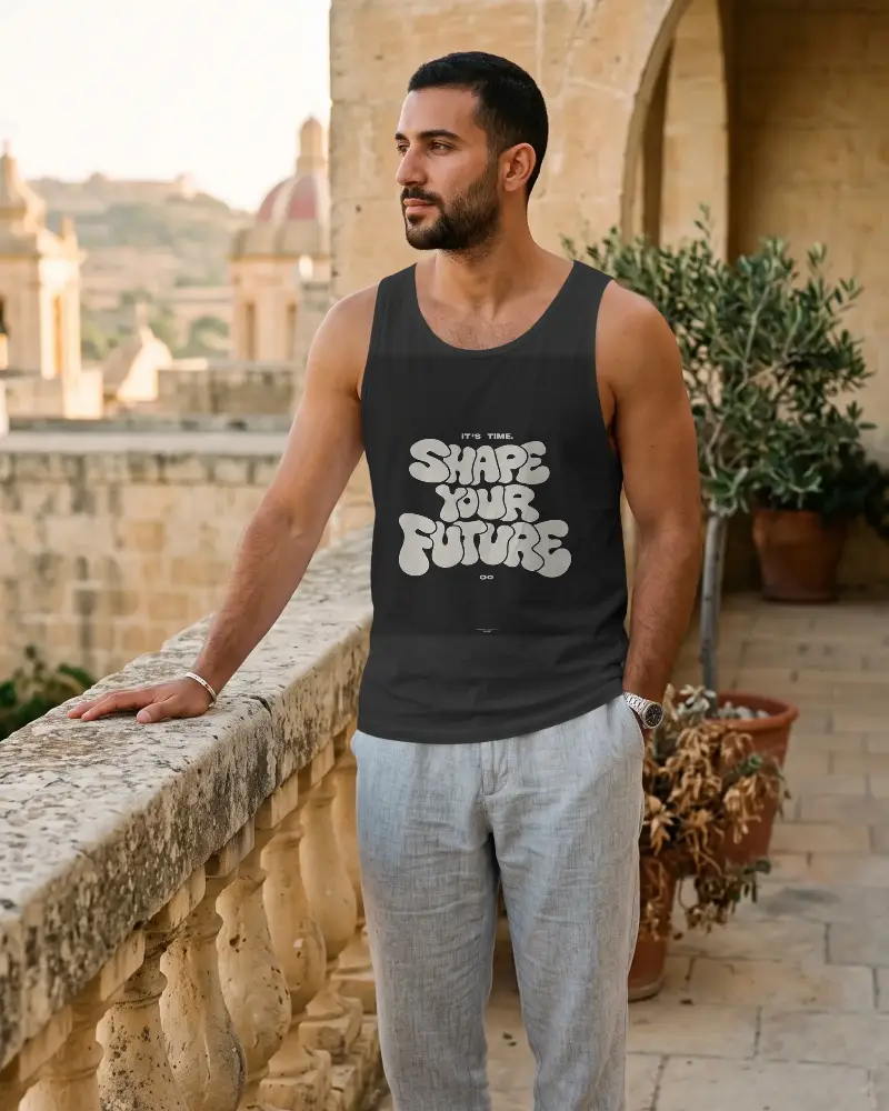 Casual Sleeveless Tank Top Mockup For Summer Style And Comfortable Fit On Male Model