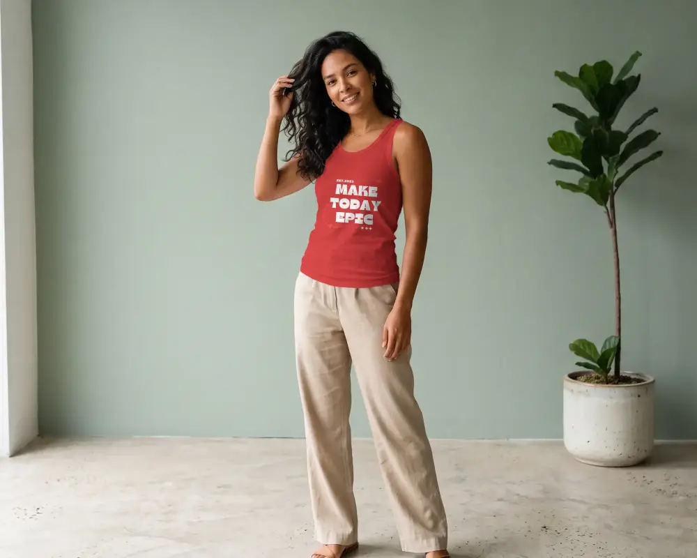 Stylish Womens Tank Top Mockup For Summer Fashion Casual Outfit Photography Template