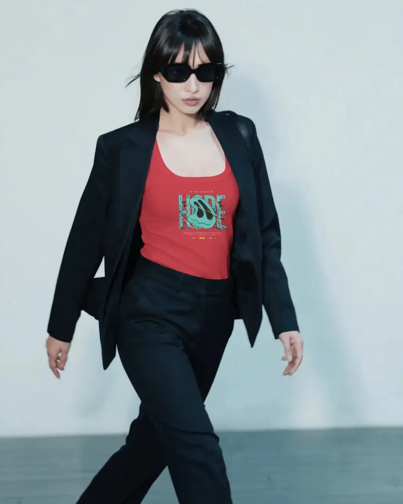 Stylish Women Tank Top Mockup With Blazer For Fashion Designers And Apparel Brands Showcase