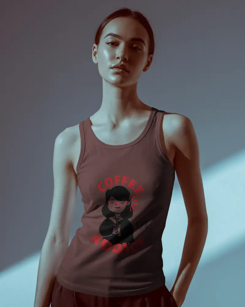 Fashion Forward Tank Top Mockup Female Model In Studio Light With Shadow Gradient Background 065