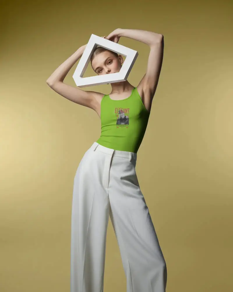Sleek Modern Tank Top Mockup For Fashion Branding And Style Presentation In Minimalist Setting