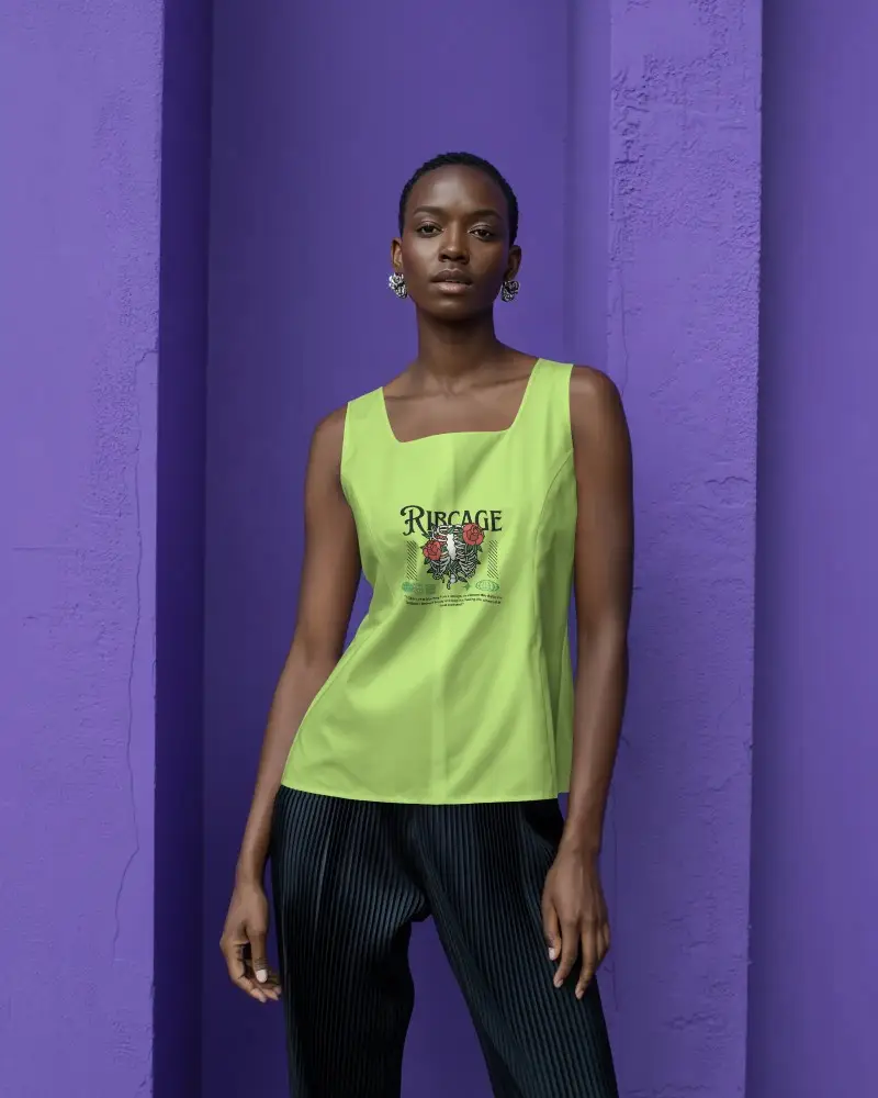 Female Model Wearing Modern Tank Top Mockup For Style Presentation And Design Preview