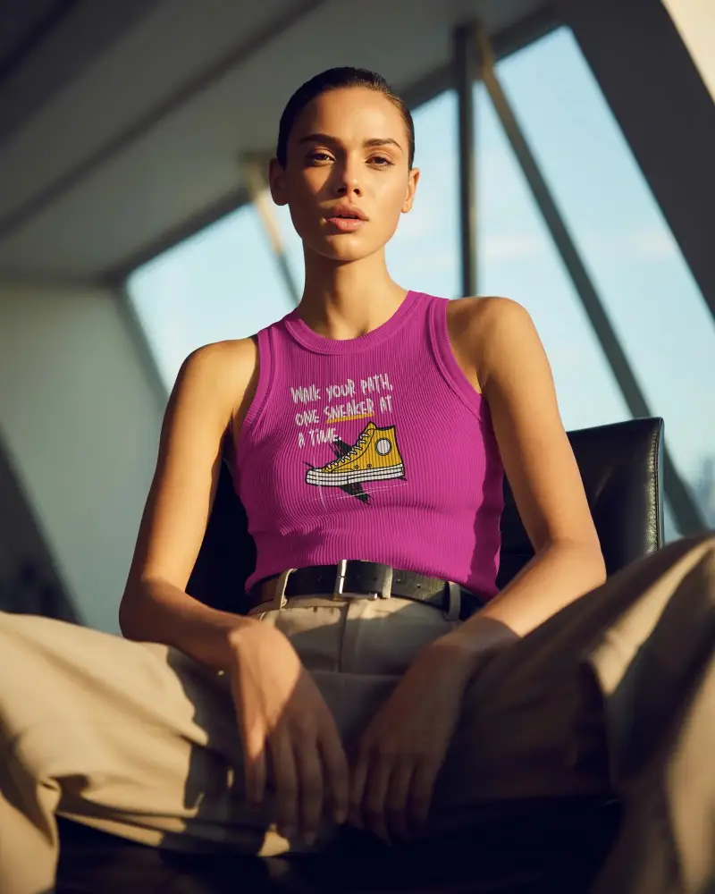 Minimalistic Ribbed Tank Top Mockup Showcasing Stylish Athleisure And Casual Wear