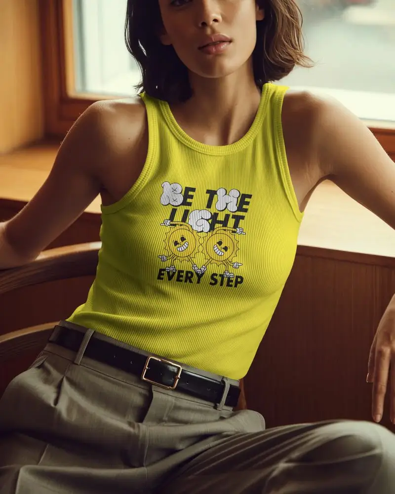 Trendy Fitted Ribbed Tank Top Mockup For Women Soft Breathable Fabric Flattering Silhouette