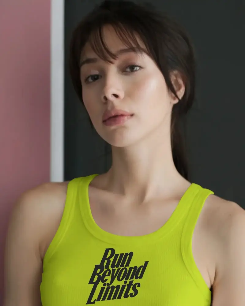 Woman Wearing Comfortable Soft Fabric Tank Top Mockup For Summer Style Clothing