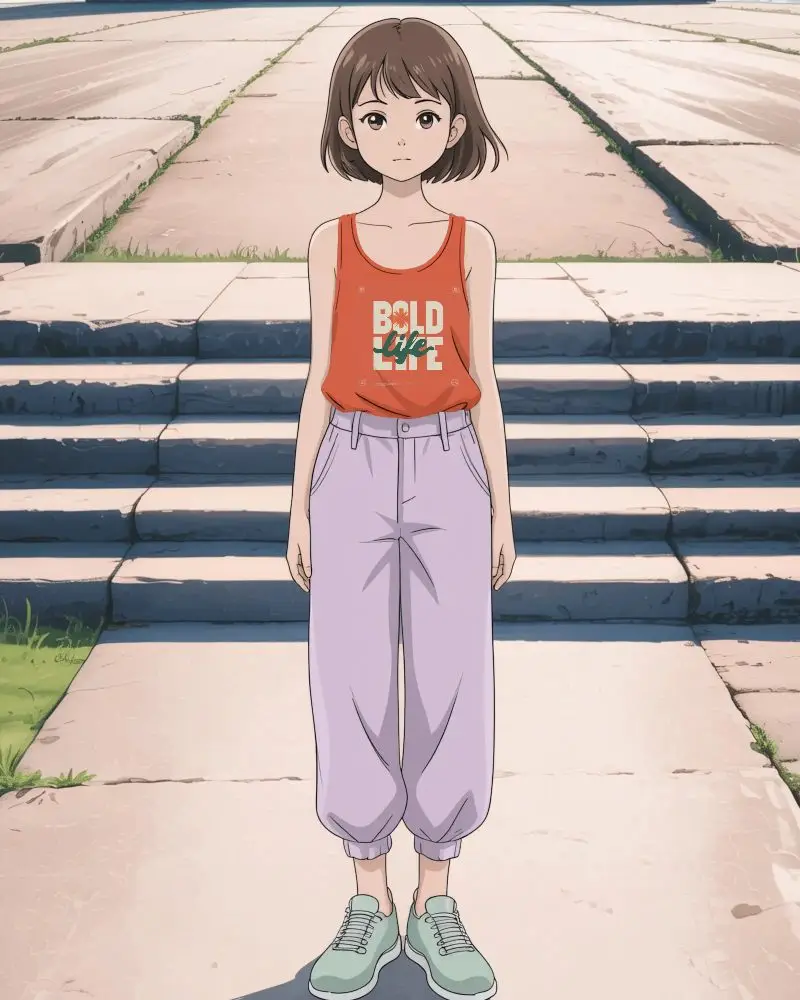 Casual Summer Wear Anime Women Tank Top Mockup Simple Comfortable Everyday Fashion Style