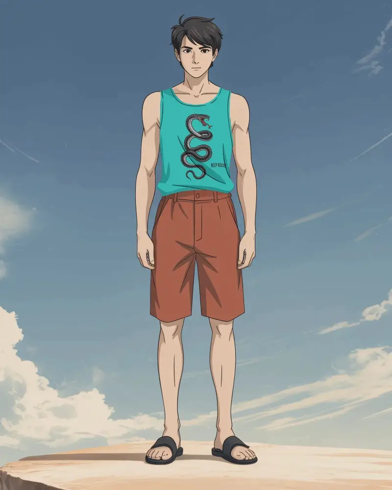 Men Summer Anime Tank Top Mockup Stylish Comfortable Breathable Fabric Perfect For Casual