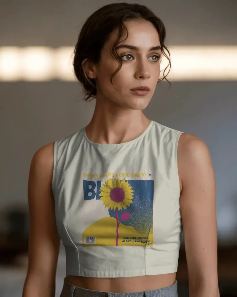 Sleeveless Cropped Tank Top Mockup For Female Model Lifestyle Fashion Apparel