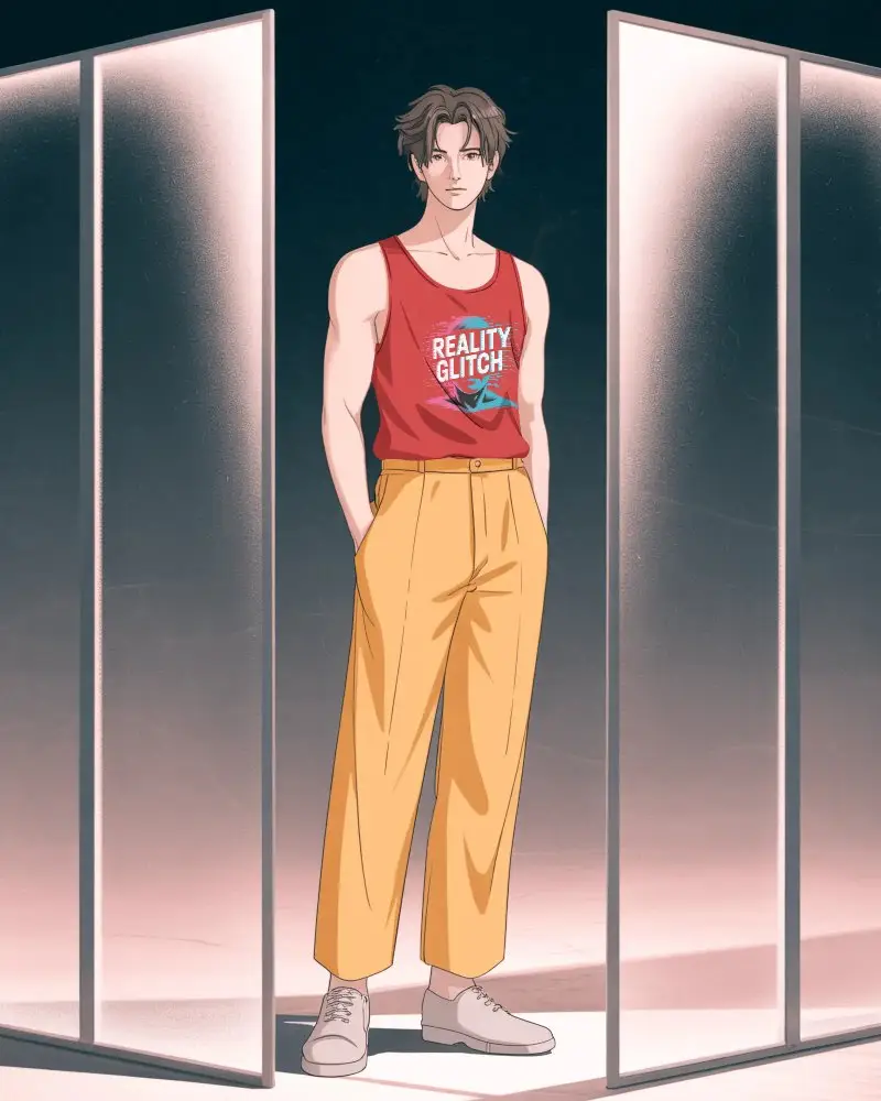 Stylish Anime Mens Tank Top Mockup For Fashion Designers Showcasin Effortless Casual Style In Studio