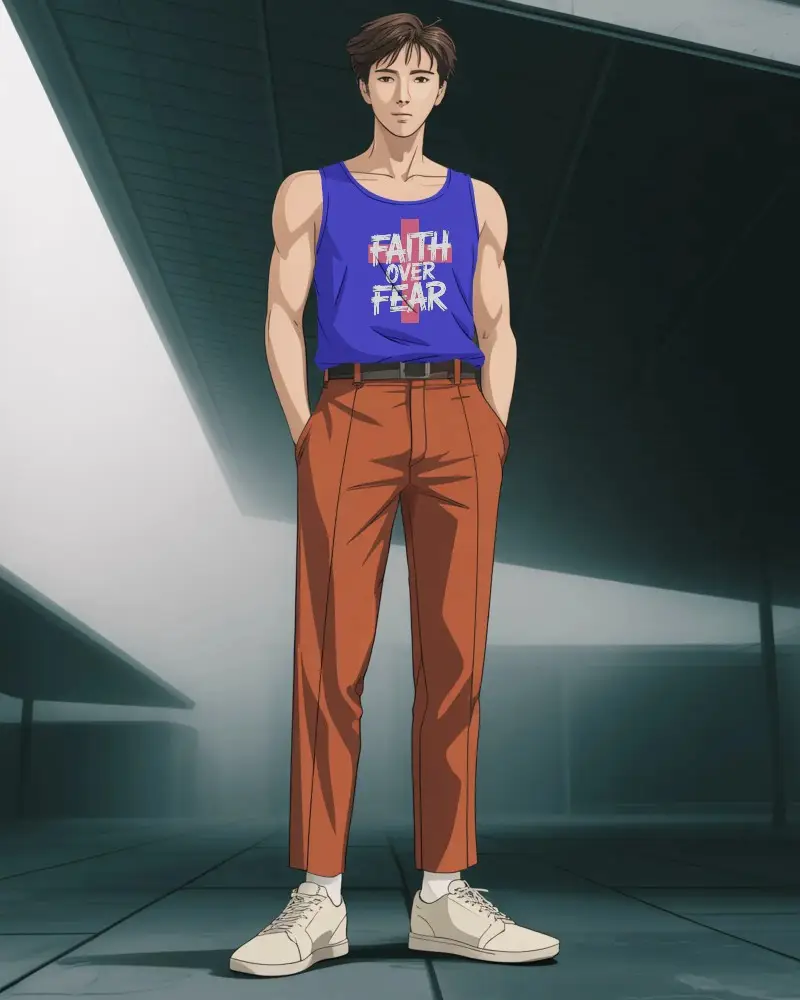 Modern Summer Anime Tank Top For Men Casual Stylish Athletic Fit Mockup Design Template