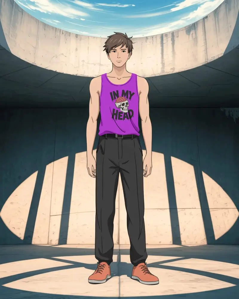 Athletic Sleeveless Anime Tank Top Mockup For Men Modern Stylish Fit Casual Wear Apparel