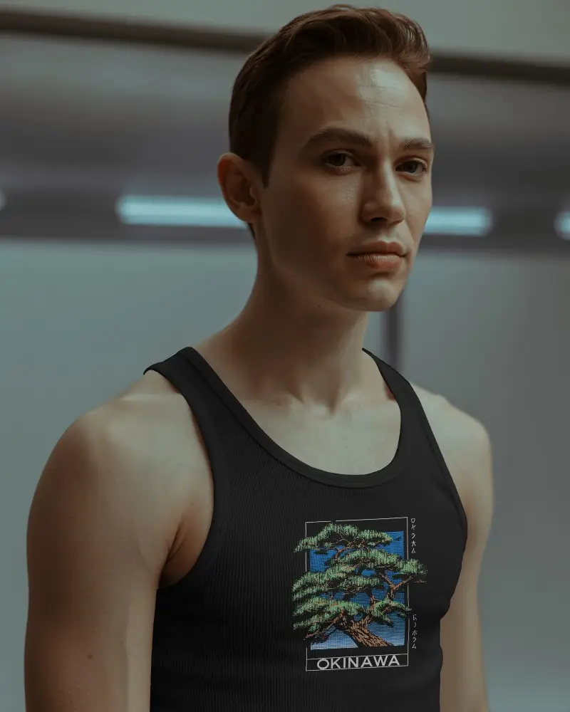 Mens Ribbed Fit Tank Top Mockup For Athletic Style Perfect For Summer Casual And Activewear