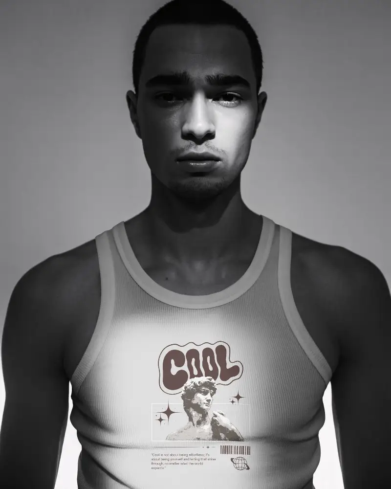 Male Model Wearing Sporty Tank Top Mockup Photography For Summer Outfit Promotion