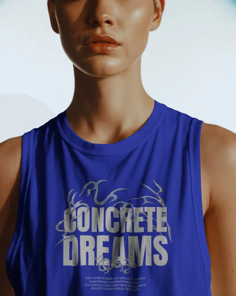 Sleeveless Casual Crewneck Tank Top Mockup For Female Model Apparel Display Presentation