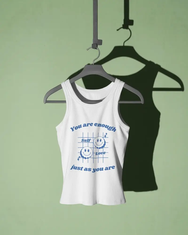 Sleeveless Ribbed Fabric Tank Top Mockup Hanging On Hanger Minimalist Style Clothing