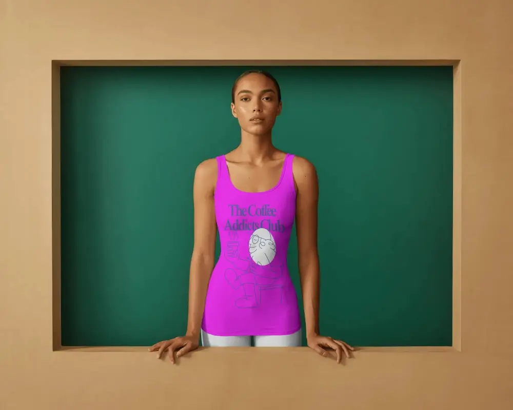 Sleeveless Fitted Tank Top Mockup Ladies Simple Summer Casual Wear Front View