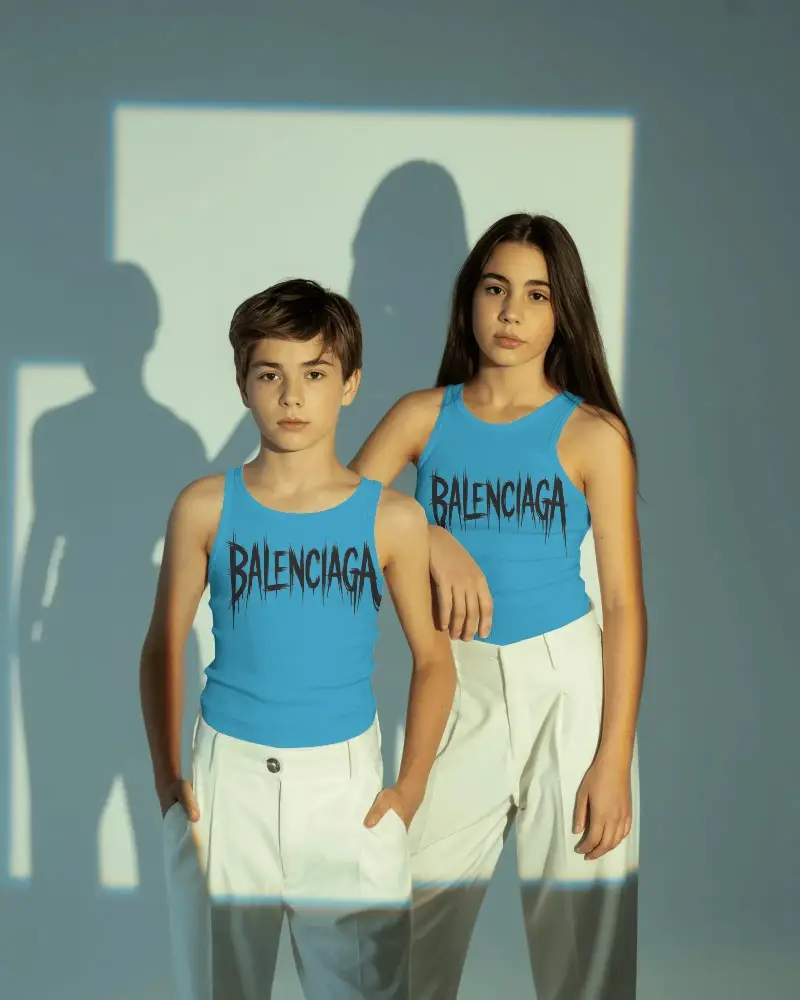 Kids Casual Tank Top Mockup Minimalist Fashion Youth Style Modern Apparel Photoshoot