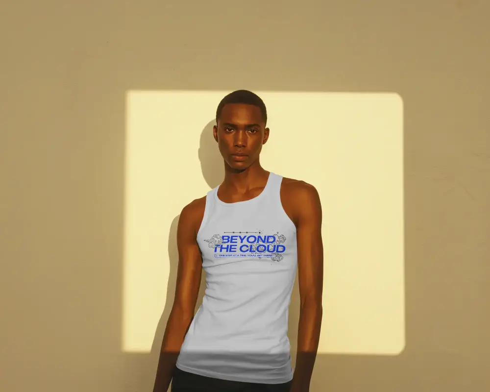 Trendy Mens Tank Top Mockup Showcasing Athletic Fit And Comfortable Fabric Texture