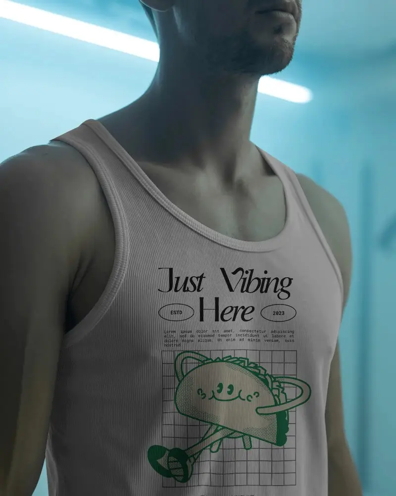 Mens Ribbed Tank Top Mockup Athletic Fit For Casual Workout And Streetwear Style Apparel