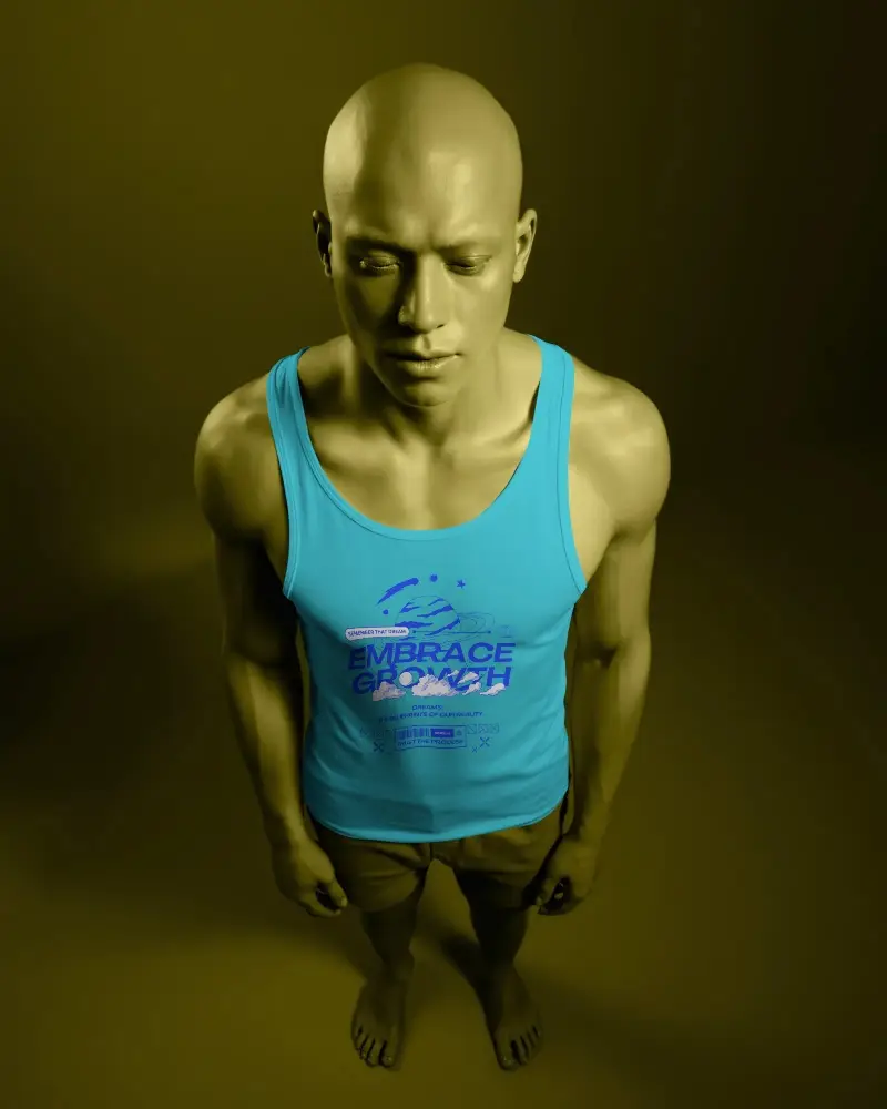 Sleeveless Men Tank Top Mockup For Casual Wear Apparel Brand Presentation