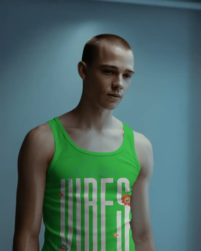 Sleeveless Summer Tank Top Mockup For Men Stylish Comfortable Fitted Casual Wear Design