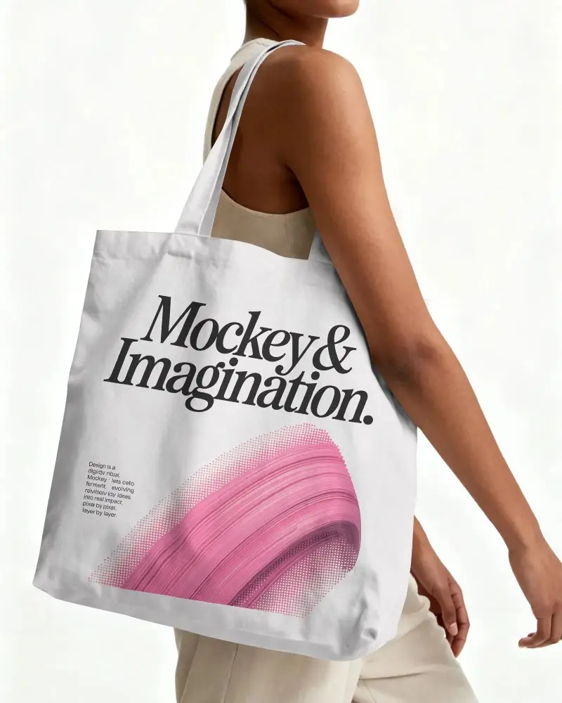 Minimalist Canvas Tote Bag Mockup For Logo Designs And Custom Printing Use