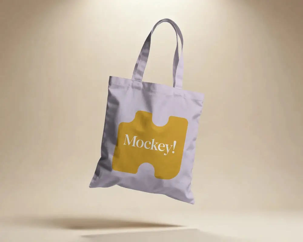 Floating Canvas Tote Bag Mockup For Custom Logo Branding Design Presentation Purposes