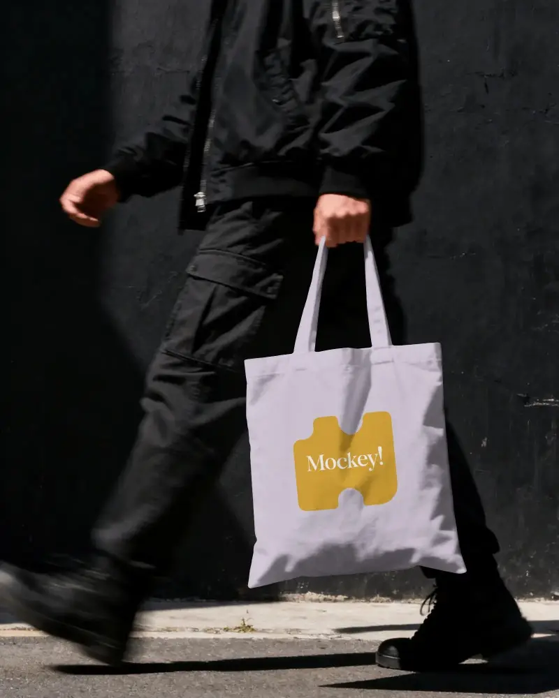Urban Street Style Fabric Tote Bag Mockup For Environmentally Friendly Carrying Solutions