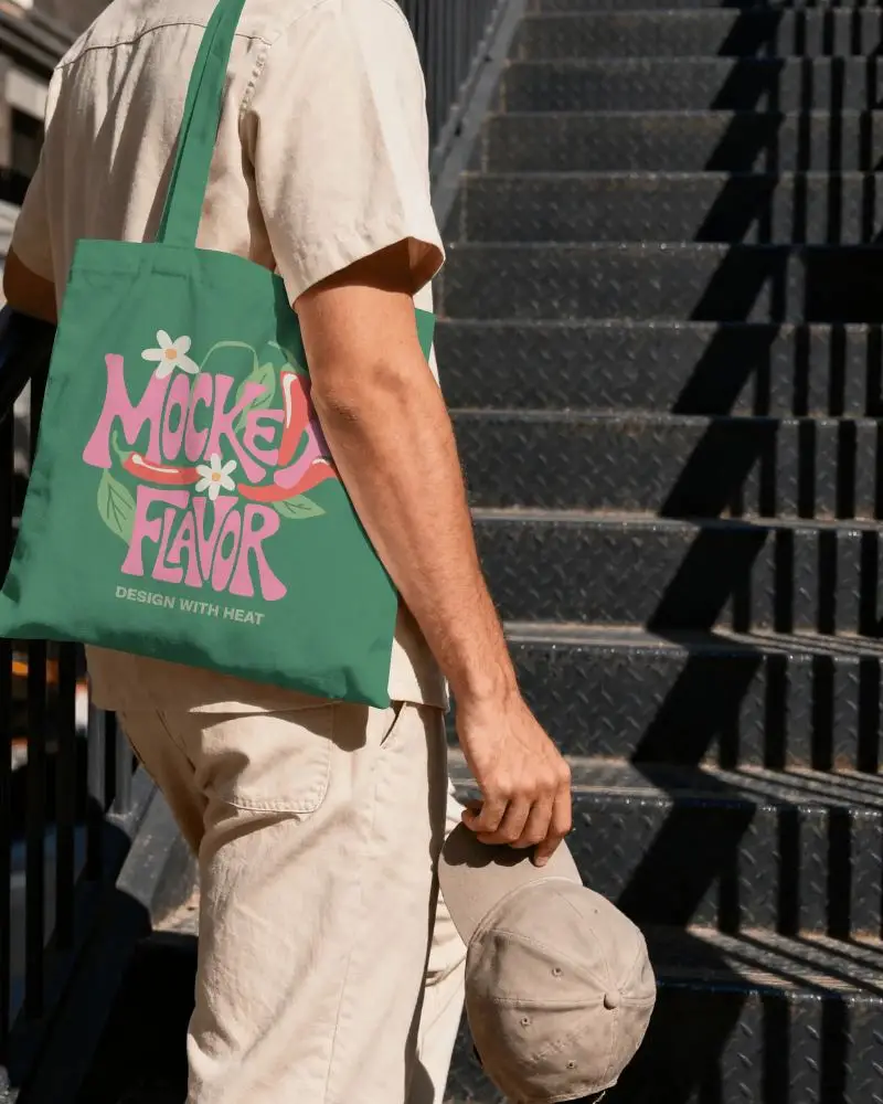 Premium Cotton Tote Bag Mockup With Long Shoulder Strap For Minimalist Fashion Brands