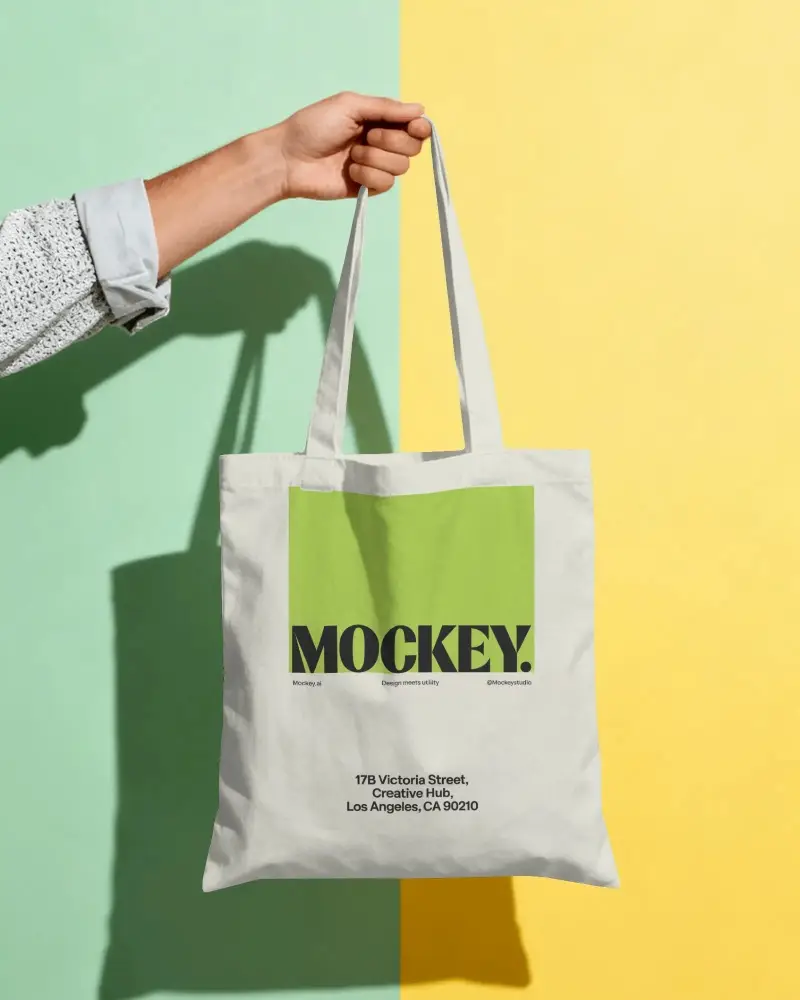 Hand Holding Minimalist Tote Bag Mockup For Custom Print Design Showcase