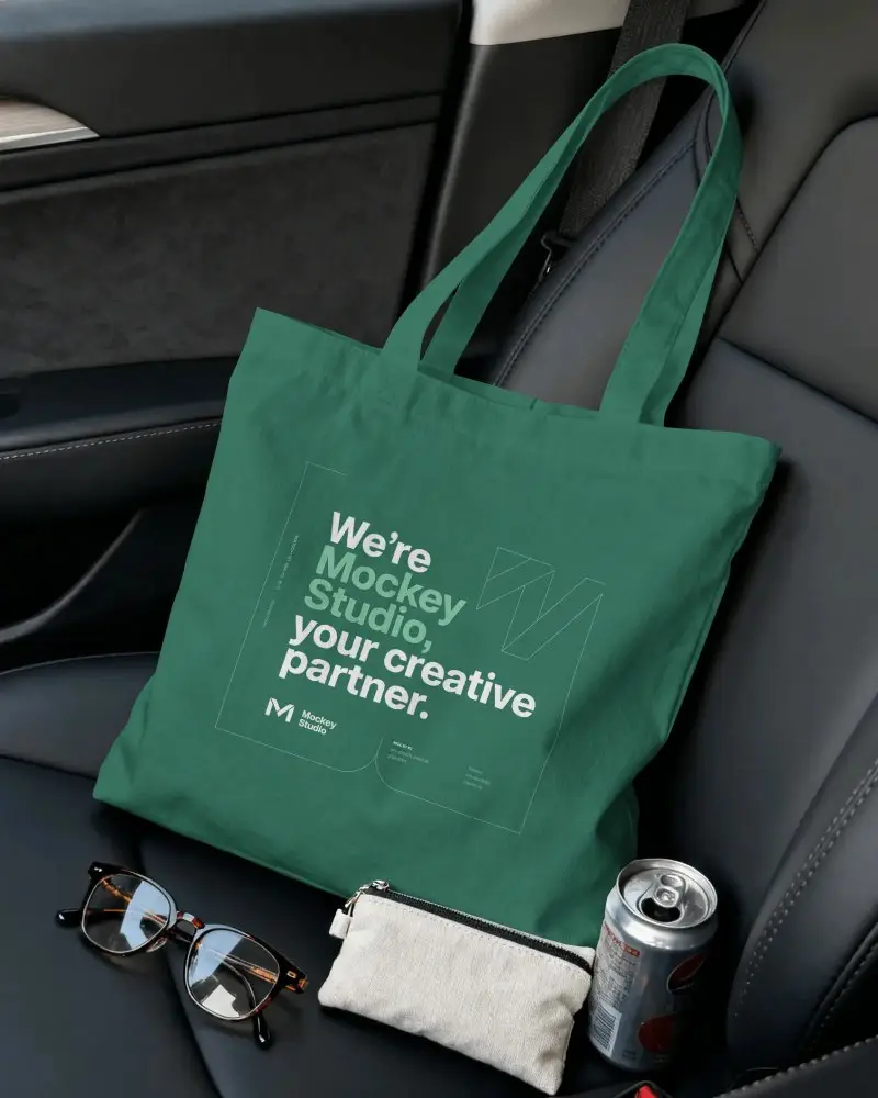 Eco Friendly Cotton Tote Bag Mockup With Long Handles For Everyday Use And Shopping Carrying