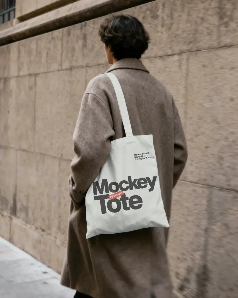Stylish Casual Tote Bag Mockup Worn Over Shoulder For Everyday Use And Ecofriendly Fashion