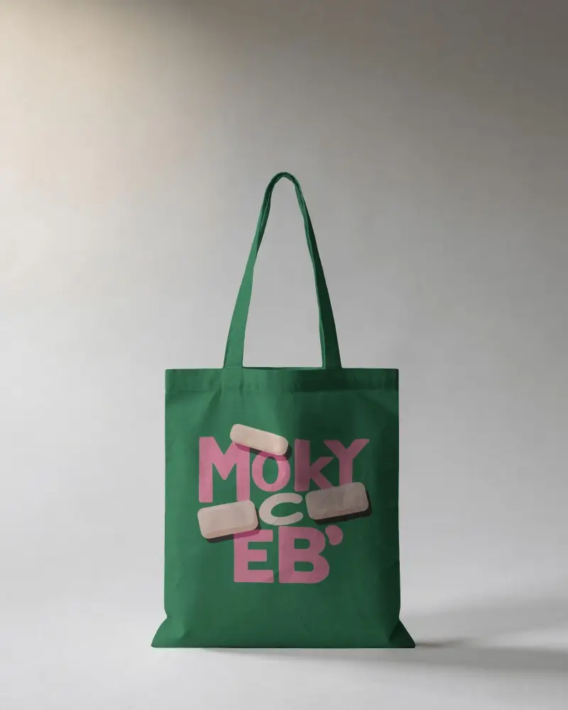 Studio Minimalist Tote Bag Mockup Standing Upright With Soft Directional Light And Clean Shadow