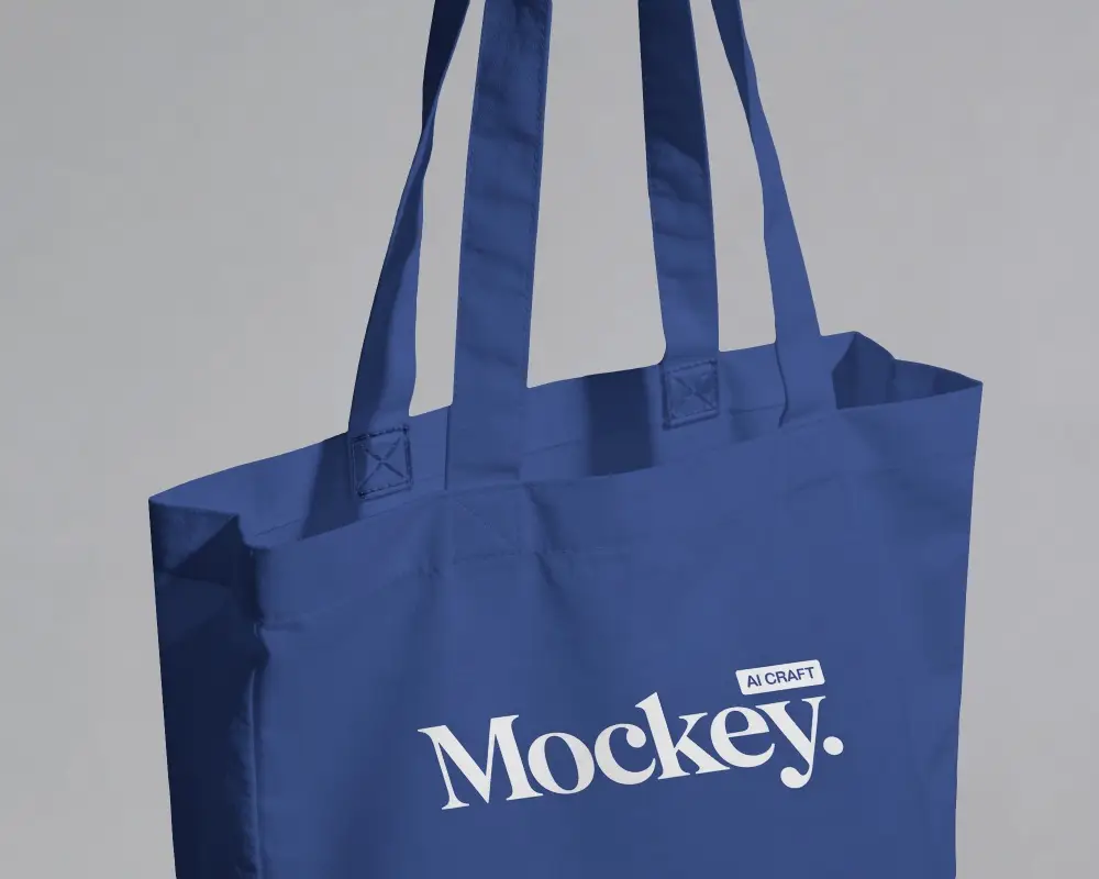 Closeup Textured Tote Bag Mockup With Crisp Stitch Detail And Soft Gradient Studio Light