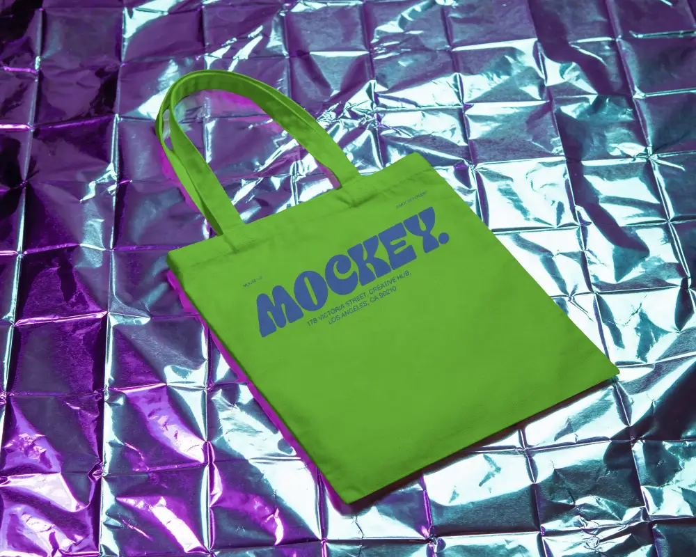 Reusable Fabric Tote Bag Mockup Flat Lay With Spacious Middle Section For Branding
