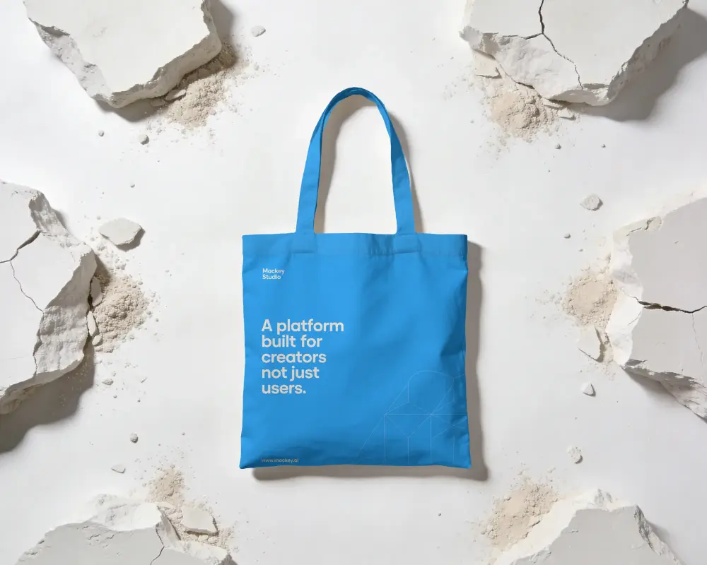 Reusable Carry Tote Bag Mockup Flat Lay For Eyecatching Brand Promotion