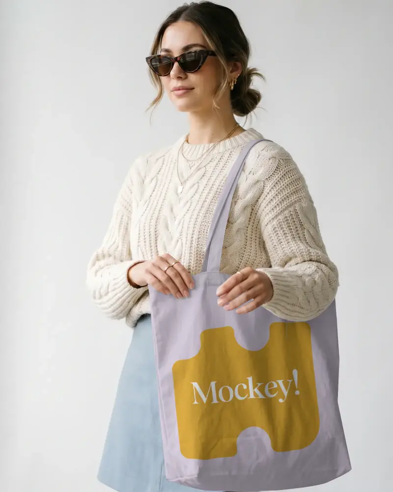 Trendy Minimalist Tote Bag Mockup For Fashion Accessory Showcase Online Shopping