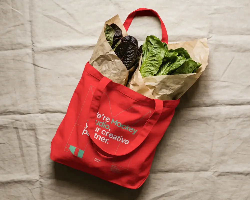 Spacious Cotton Tote Bag Mockup With Comfortable Handles Perfect Farmers Market And Casual Carrying