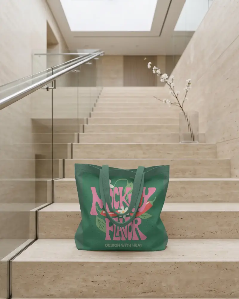 Eco Friendly Canvas Tote Bag Mockup For Custom Logo Design Presentation Use On Website