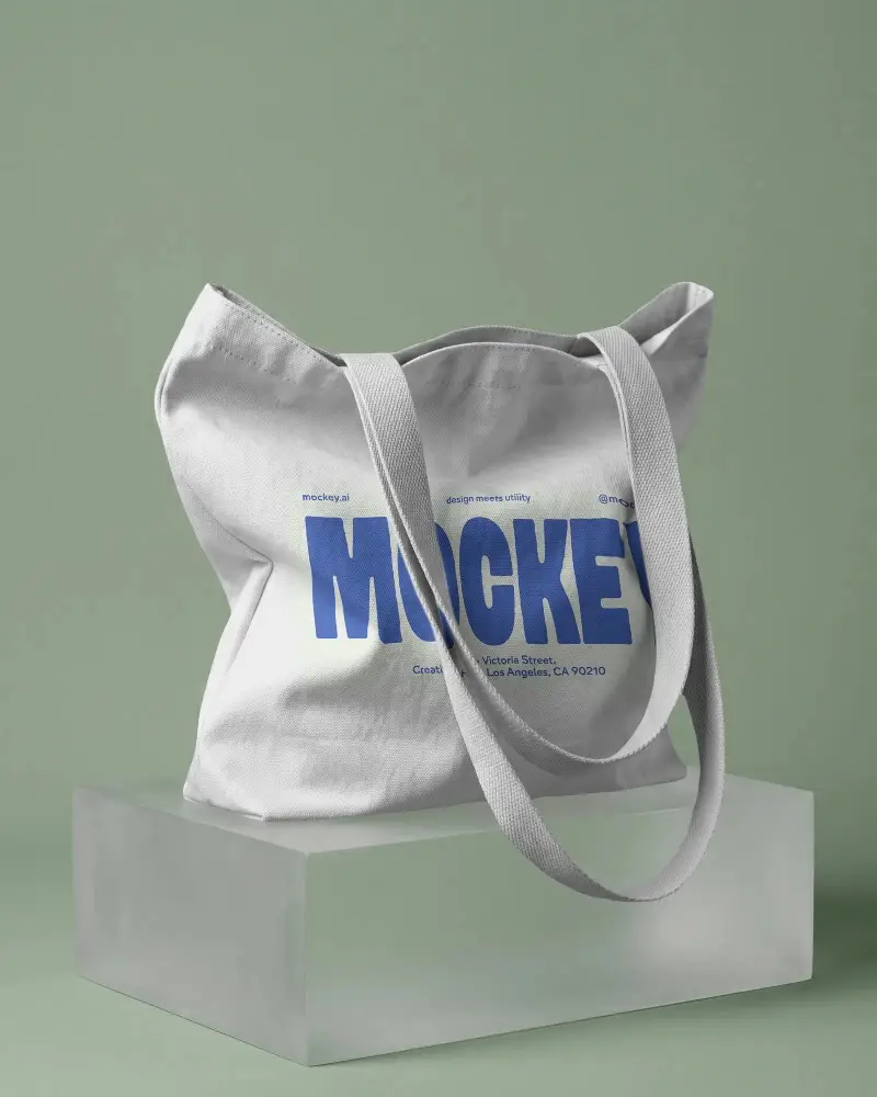 Premium Canvas Tote Bag Mockup With Long Handles For Custom Design Presentation