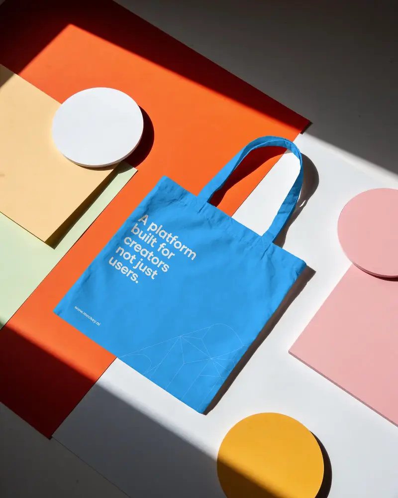 Eco Friendly Canvas Tote Bag Mockup On Modern Geometric Background For Design
