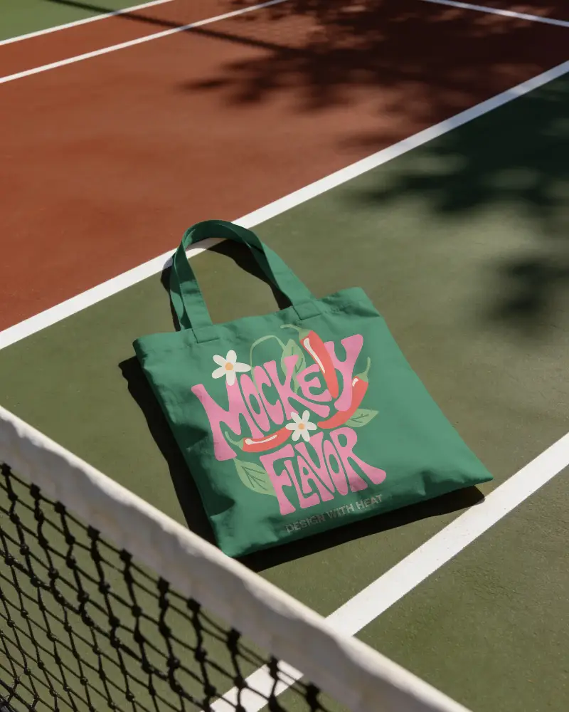 Eco Friendly Tote Bag Mockup On Outdoor Sports Court For Custom Designs