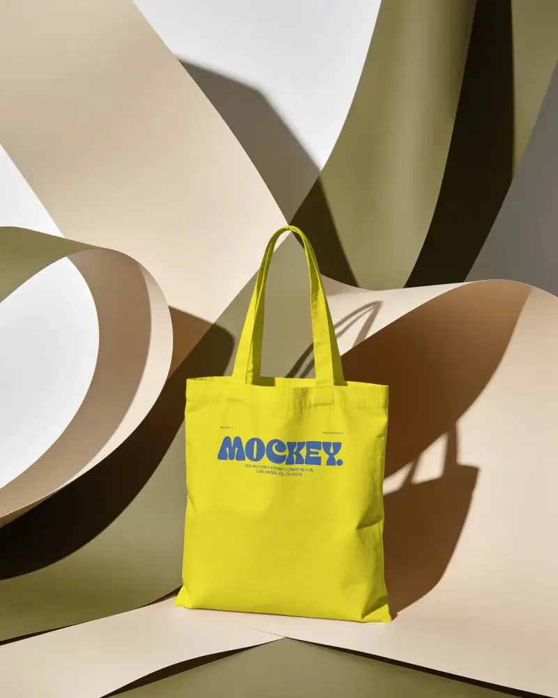 Durable Cotton Tote Bag With Long Handles Clean Minimalist Modern Style Mockup