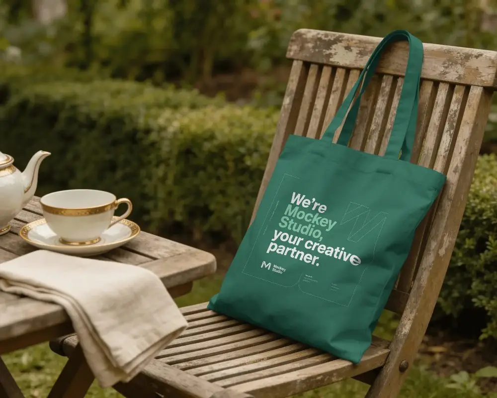 Eco Friendly Reusable Tote Bag Mockup For Custom Design Showcase Outdoor Environment Presentation