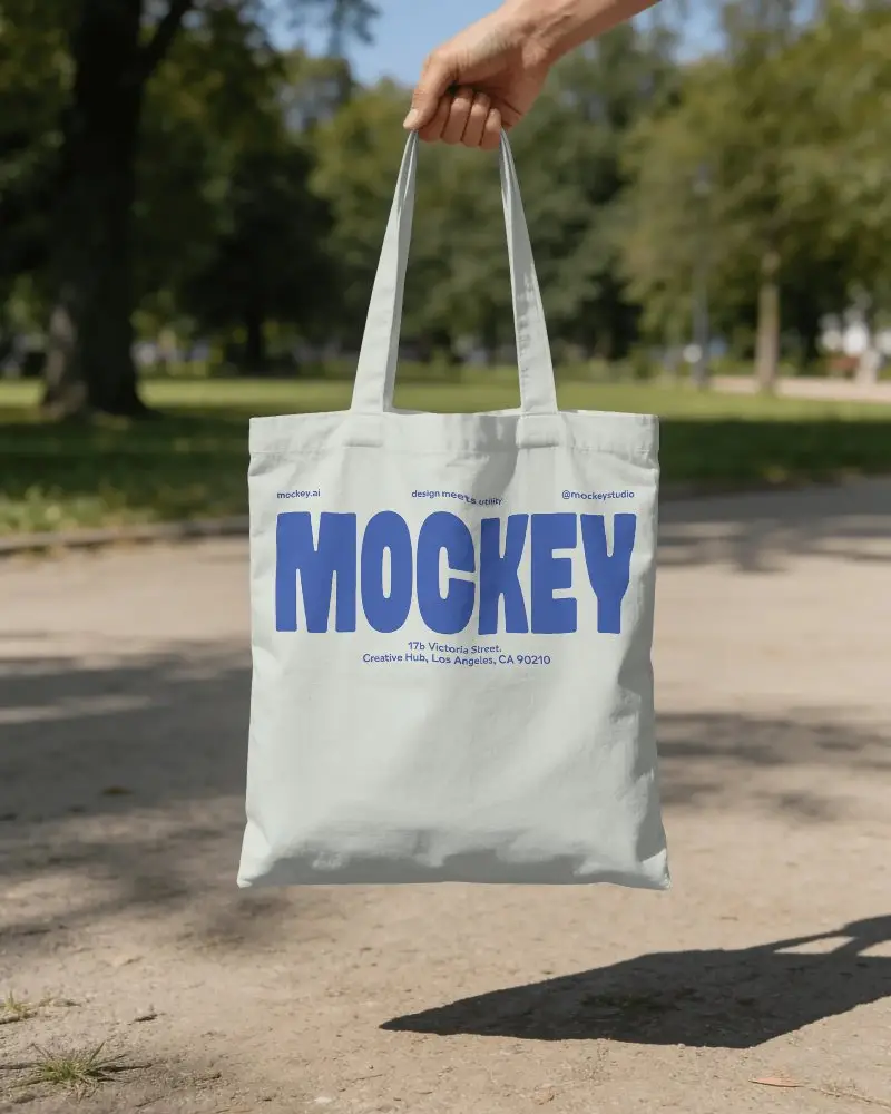 Eco Friendly Canvas Tote Bag Mockup With Long Handles For Custom Design Presentation