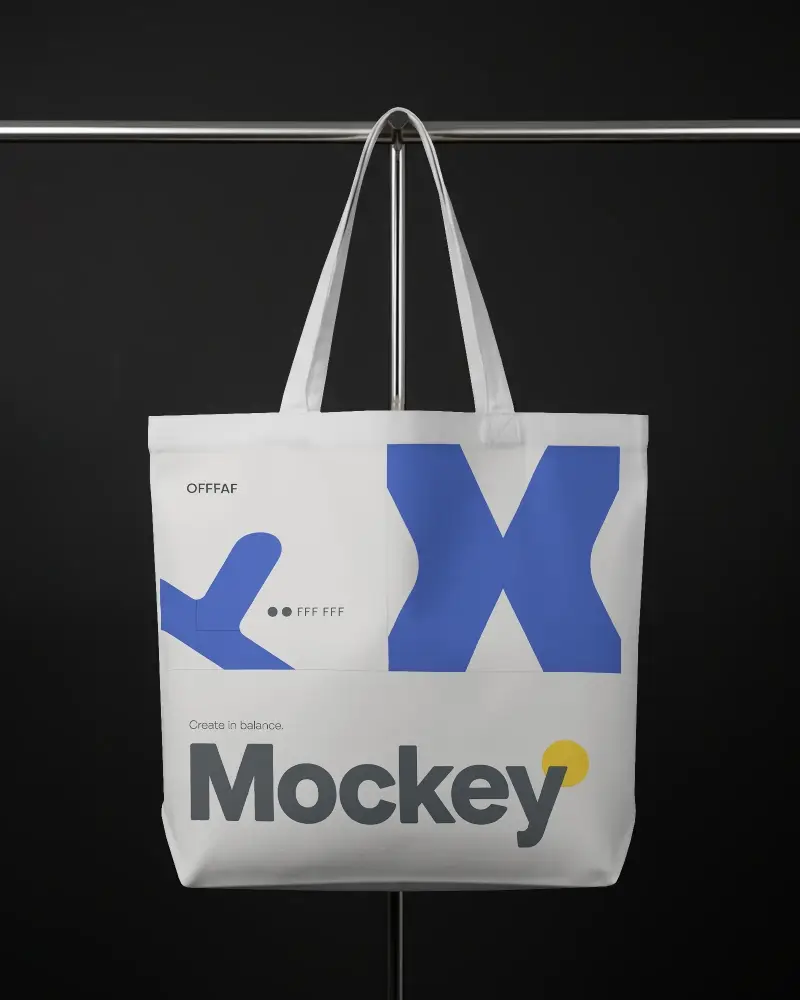 Premium Cotton Tote Bag Mockup For Creative Logo Branding Projects With Simple Hanging Display