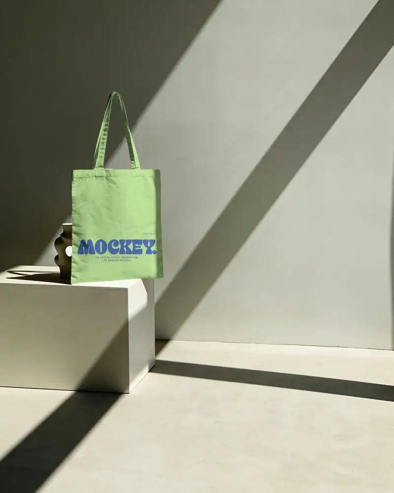 Minimalist Canvas Tote Bag Mockup With Natural Light Modern Studio Presentation