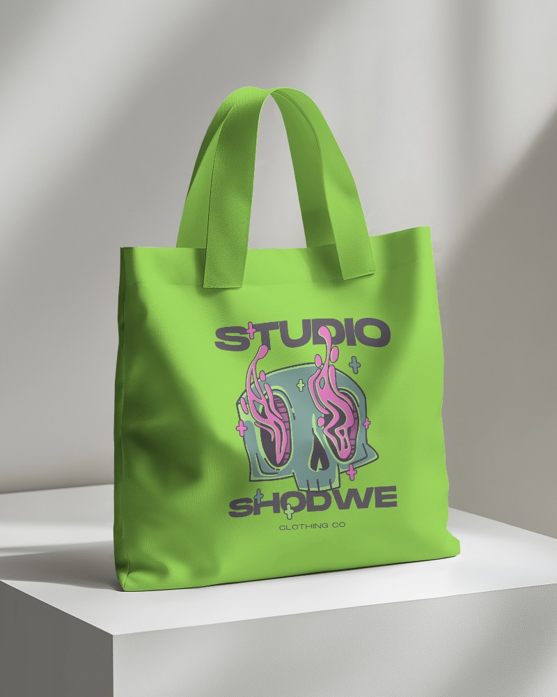 Minimalist Totebag Mockup On Pedestal