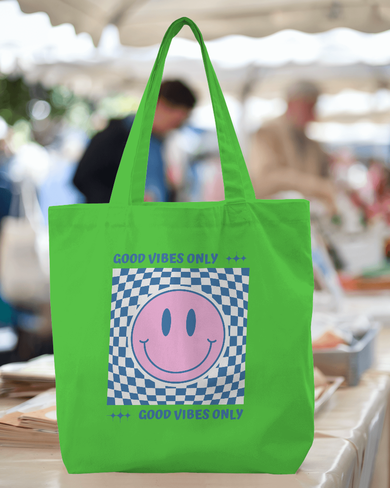 Outdoor Market Totebag Mockup Minimal Design Focus On Canvas Texture